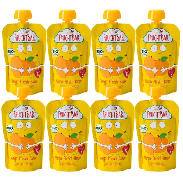 FRUCHTBAR® Bio-Püree Mango-Pfirsich-Banane 8 X 100g Ab Dem 6.Monat 3 FRUCHTBAR® Bio-Püree Mango-Pfirsich-Banane 8 X 100g Ab Dem 6.Monat