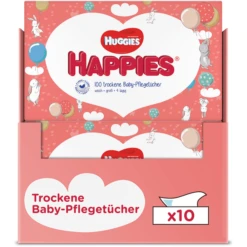 Huggies Trockene Baby-Pflegetücher Happies 1000 Tücher (10 X 100 Stk)