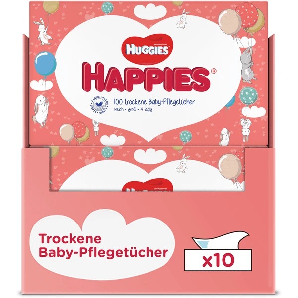 Huggies Trockene Baby-Pflegetücher Happies 1000 Tücher (10 X 100 Stk) 3 Huggies Trockene Baby-Pflegetücher Happies 1000 Tücher (10 X 100 Stk)