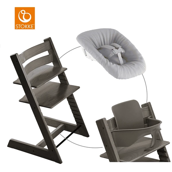 STOKKE® Mega Tripp Trapp® Set Hochstuhl Buche Hazy Grey Inkl. Newborn Set™ Grey Und Baby Set Hazy Grey 3 STOKKE® Mega Tripp Trapp® Set Hochstuhl Buche Hazy Grey Inkl. Newborn Set™ Grey Und Baby Set Hazy Grey